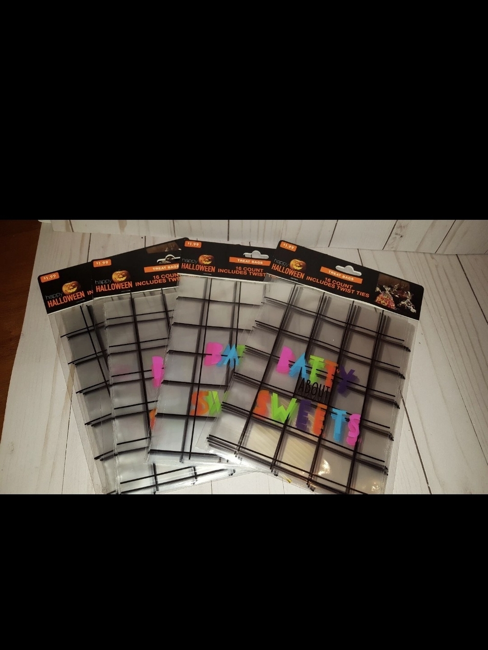 4 packages of halloween bags 16 count each pack says Batty about Sweets C3